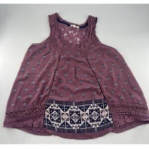 Hint of Mint Shirt Womens Large Purple Blue Tank Top Boho Love Summer Indie